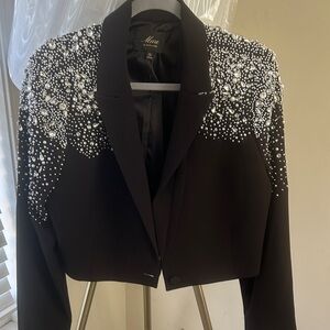 Muse Black and Silver Embellished Blazer